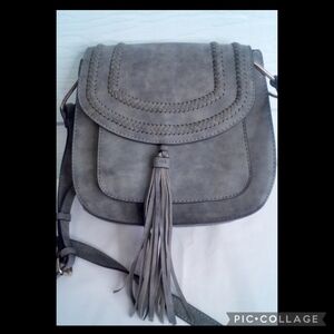 Gray Faux Leather Purse